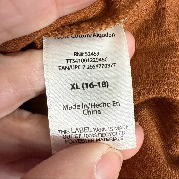 Time & Tru Rust orange corduroy Shacket size XL 16-18 - Picture 9 of 10